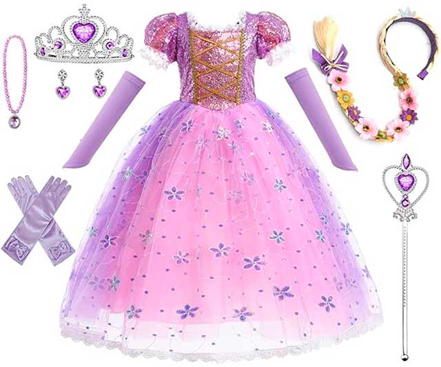 Disfraz Rapunzel Niña HEYOUTH – Vestido Princesa con 7 Accesorios Mágicos 0 (0)